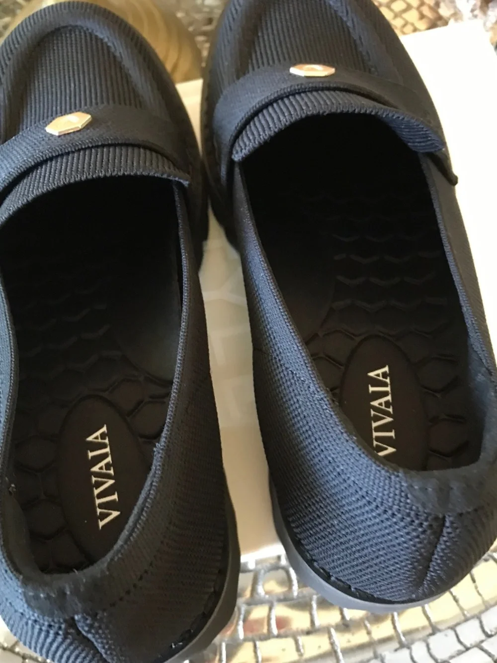 Vivaia Black Platform Loafer - Gold Accent